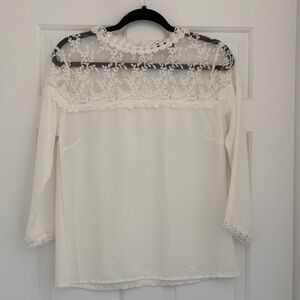 Chic Lace Women's Blouse in White